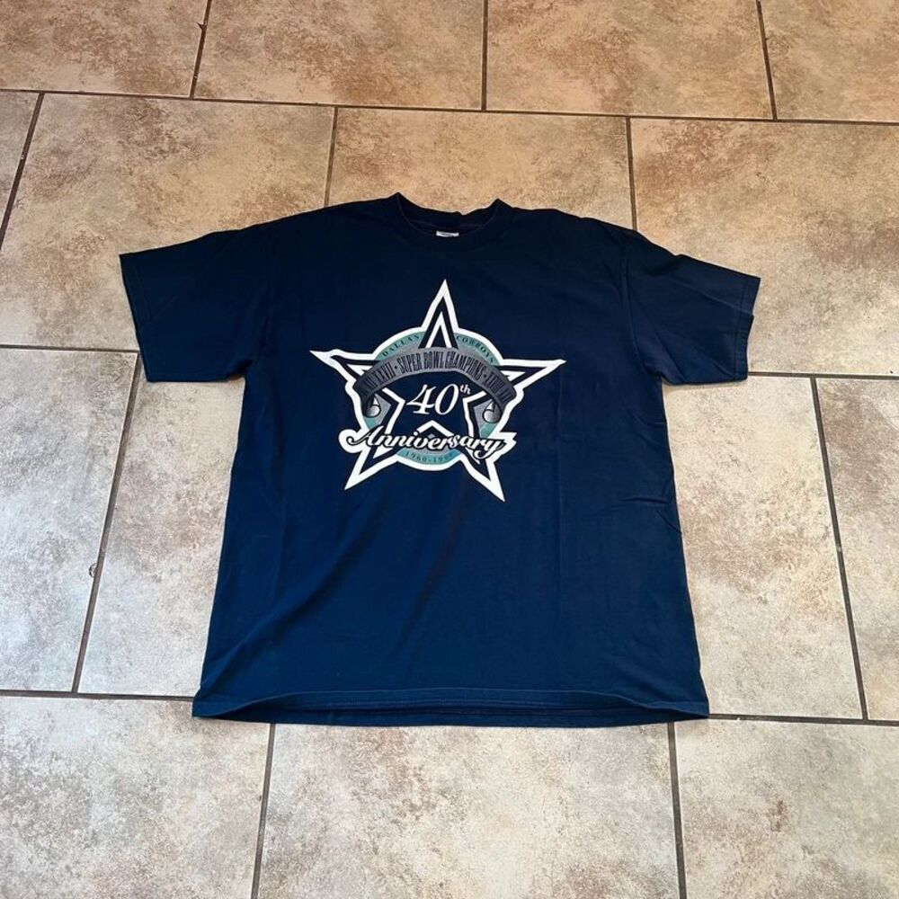Vintage 90s Dallas Cowboys 40th Anniversary Super Bowl T Shirt Tultex Mens XL